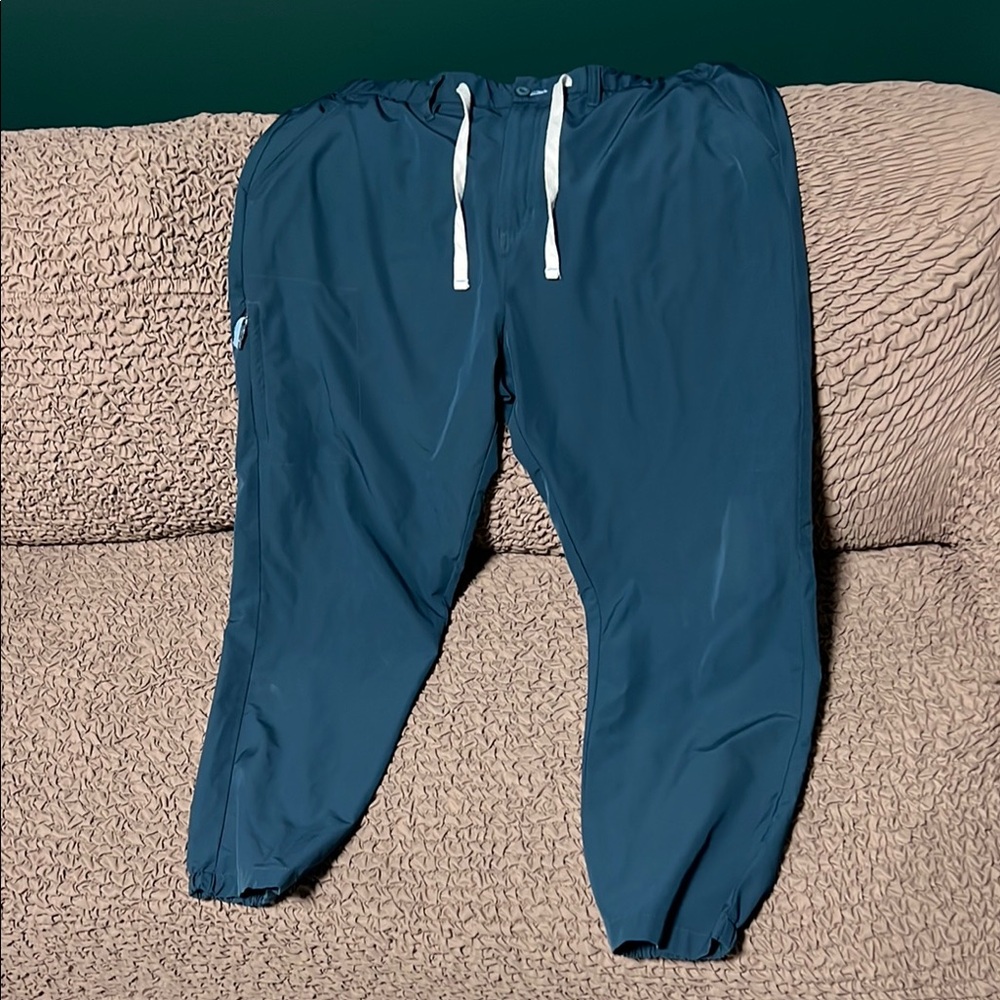Teal Jogger Pants with White Drawstrings